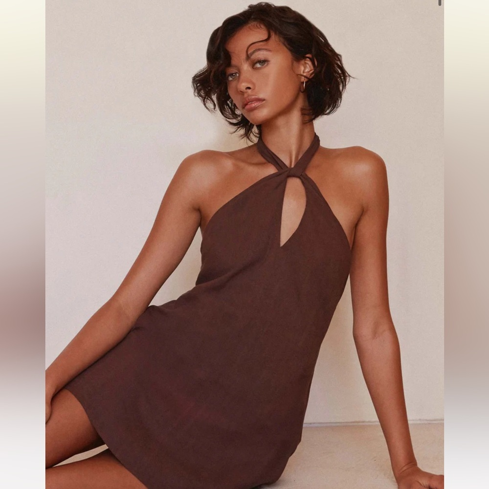 Peppermayo Chocolate Halter Mini Dress
